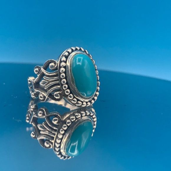 Western Turquoise Sterling Silver Vintage Ring - Picture 3 of 11